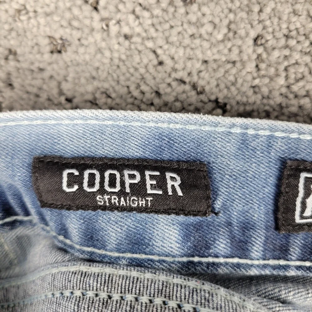 Affliction Jeans Mens 36S Blue Cooper Straight Faded Honeycomb Stretch Denim